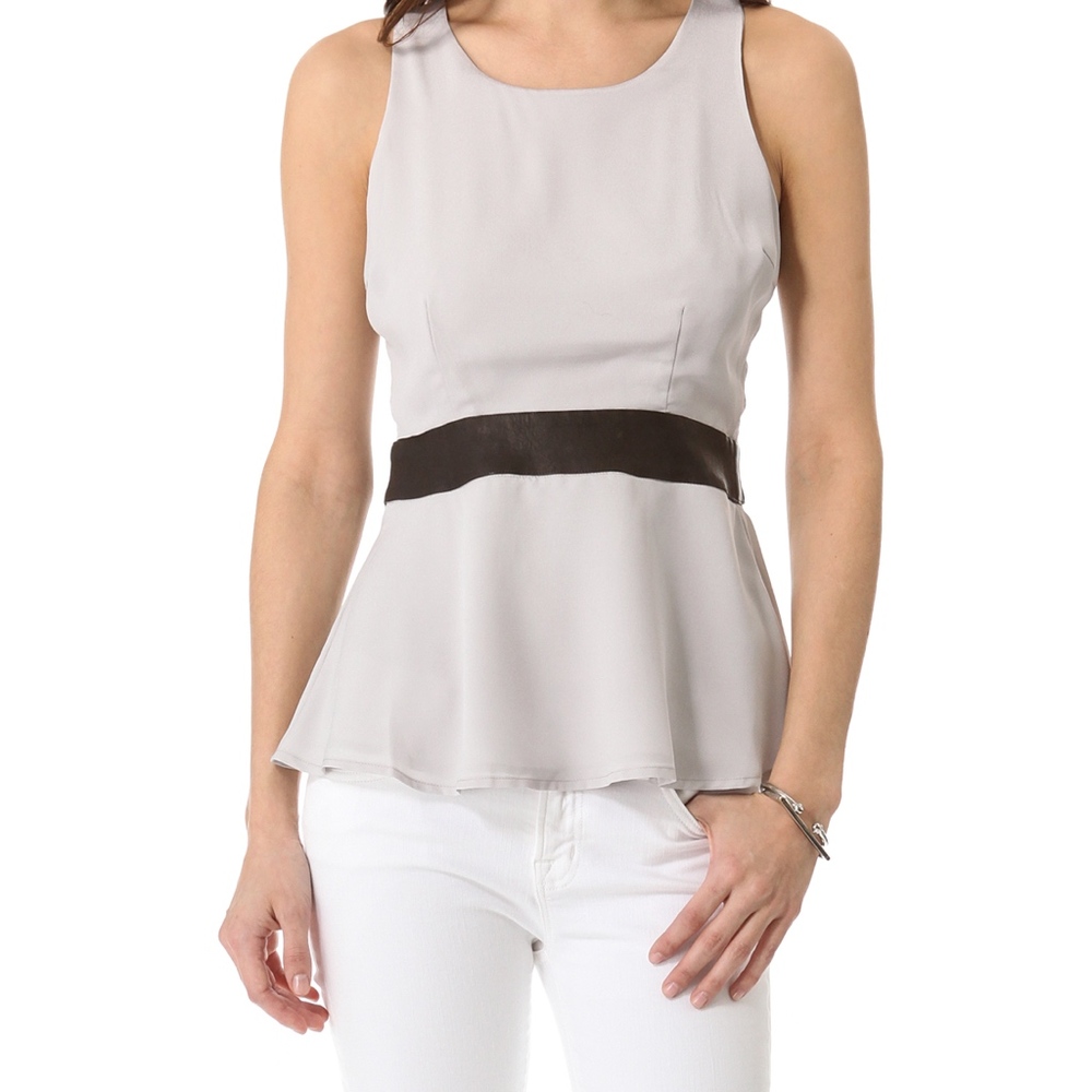 PJK Patterson Dory silk & leather peplum top 🎉HP